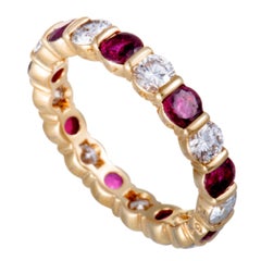 Van Cleef & Arpels Diamond and Ruby Yellow Gold Eternity Band Ring