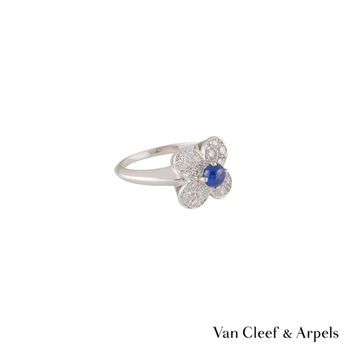 Van Cleef & Arpels Diamond and Sapphire Alhambra Ring In Excellent Condition In London, GB