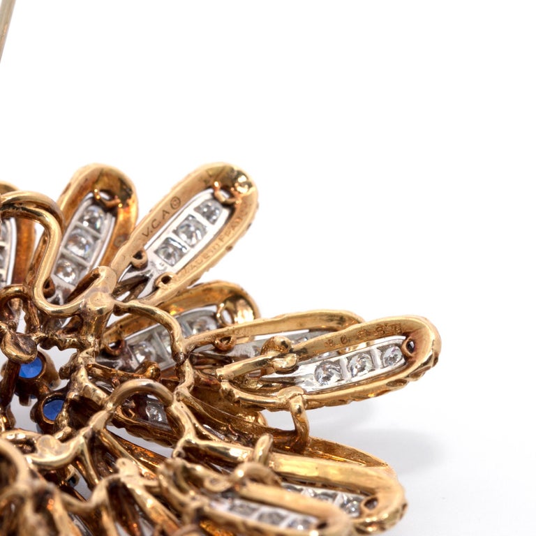 Van Cleef and Arpels Diamond and Sapphire Brooch / Pin For Sale at 1stDibs