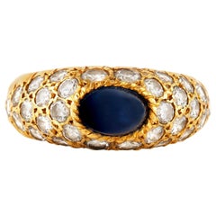 Retro Van Cleef & Arpels Cabochon Sapphire and Diamonds Pinky Ring