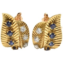Van Cleef 
Arpels Diamond and Sapphire Earrings 18 Karat Yellow Gold