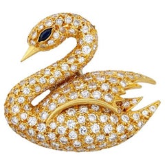 Van Cleef & Arpels Diamond and Sapphire Swan Brooch
