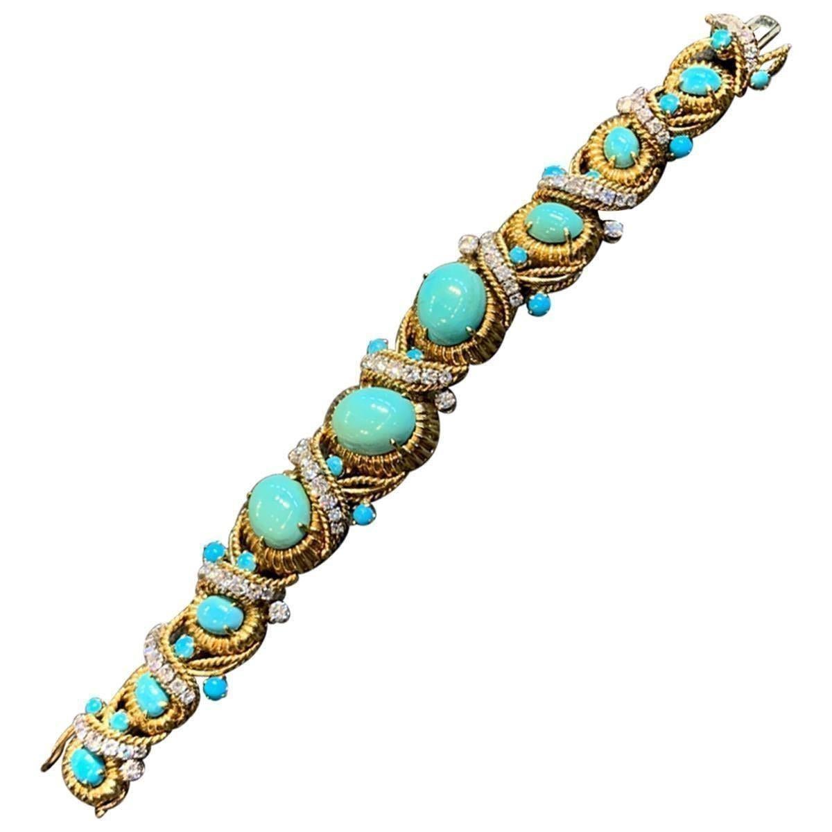 Rare Antique Van Cleef and Arpels 18 Karat Gold Bracelet Tourmaline and