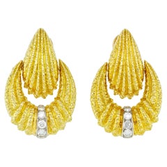 Van Cleef & Arpels Diamond and Yellow Gold Earrings, 1970s