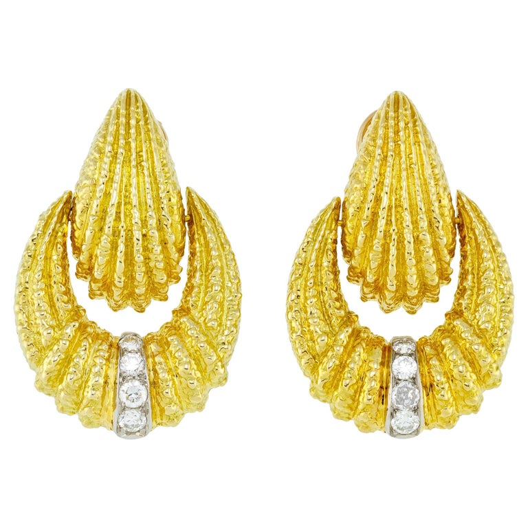 Van Cleef & Arpels 18K Yellow Gold 1970's Diamond Earrings And A