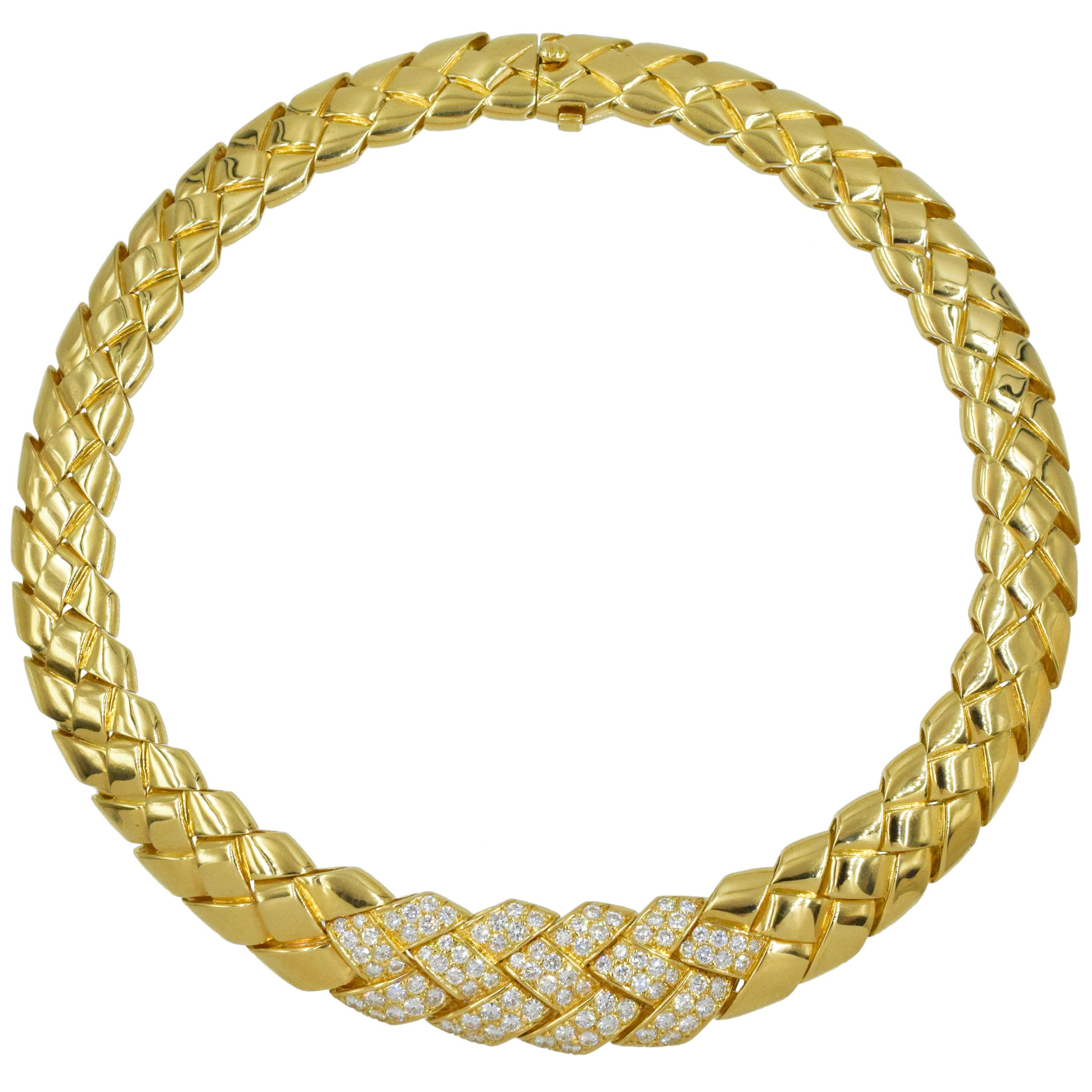 Van Cleef & Arpels Halskette aus Diamanten und Gelbgold (Rundschliff) im Angebot