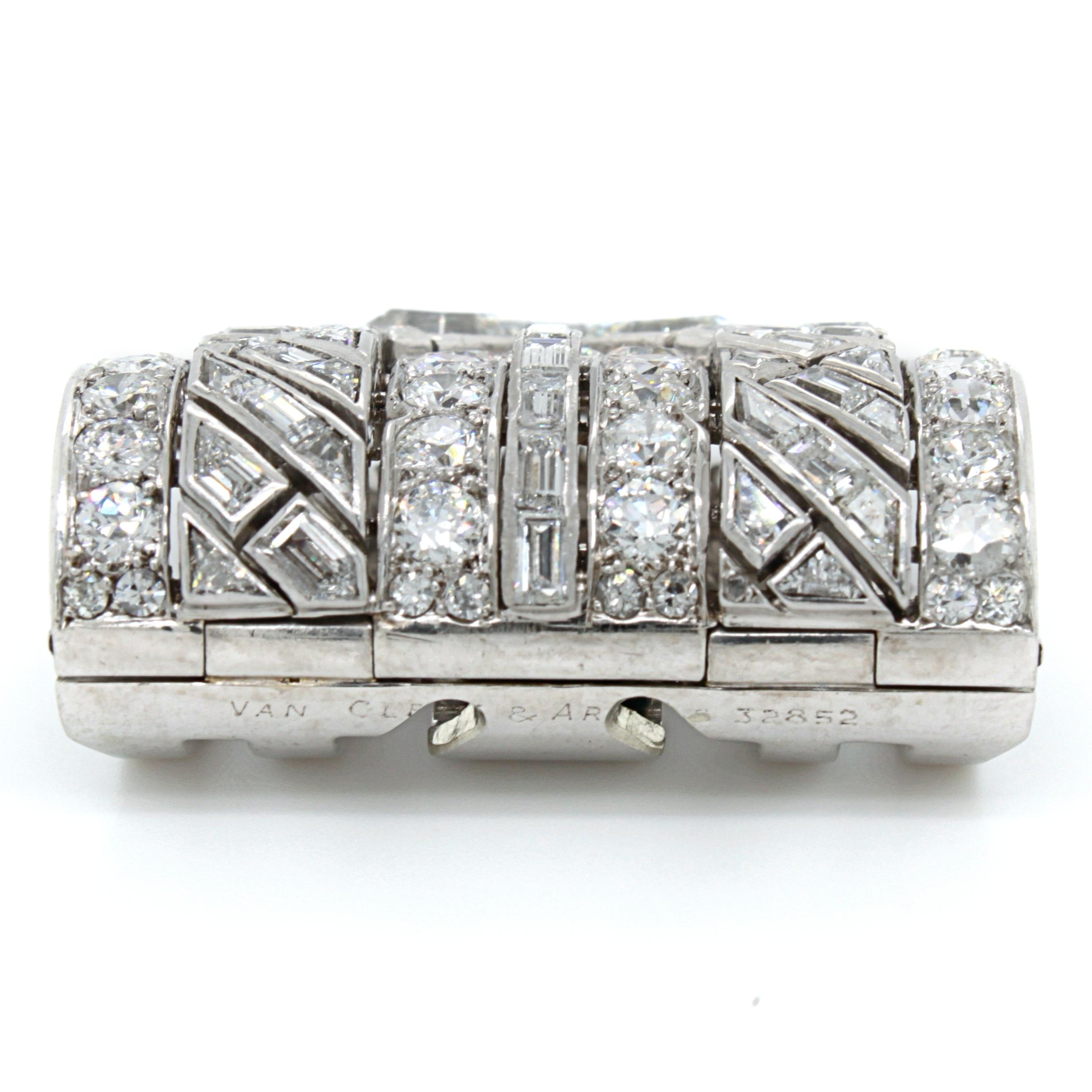 Asscher Cut Van Cleef & Arpels Diamond Art Deco Clip, France, ca. 1920s