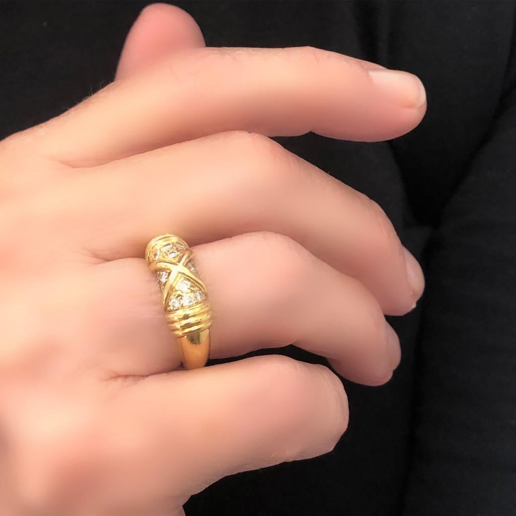 Women's or Men's Van Cleef & Arpels Diamond Band Ring in 18 Karat Yellow Gold For Sale