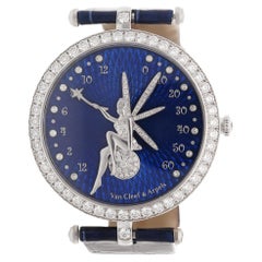 Reloj VAN CLEEF & ARPELS Féerie Lady Arpels con bisel de diamantes y esmalte guilloché azul