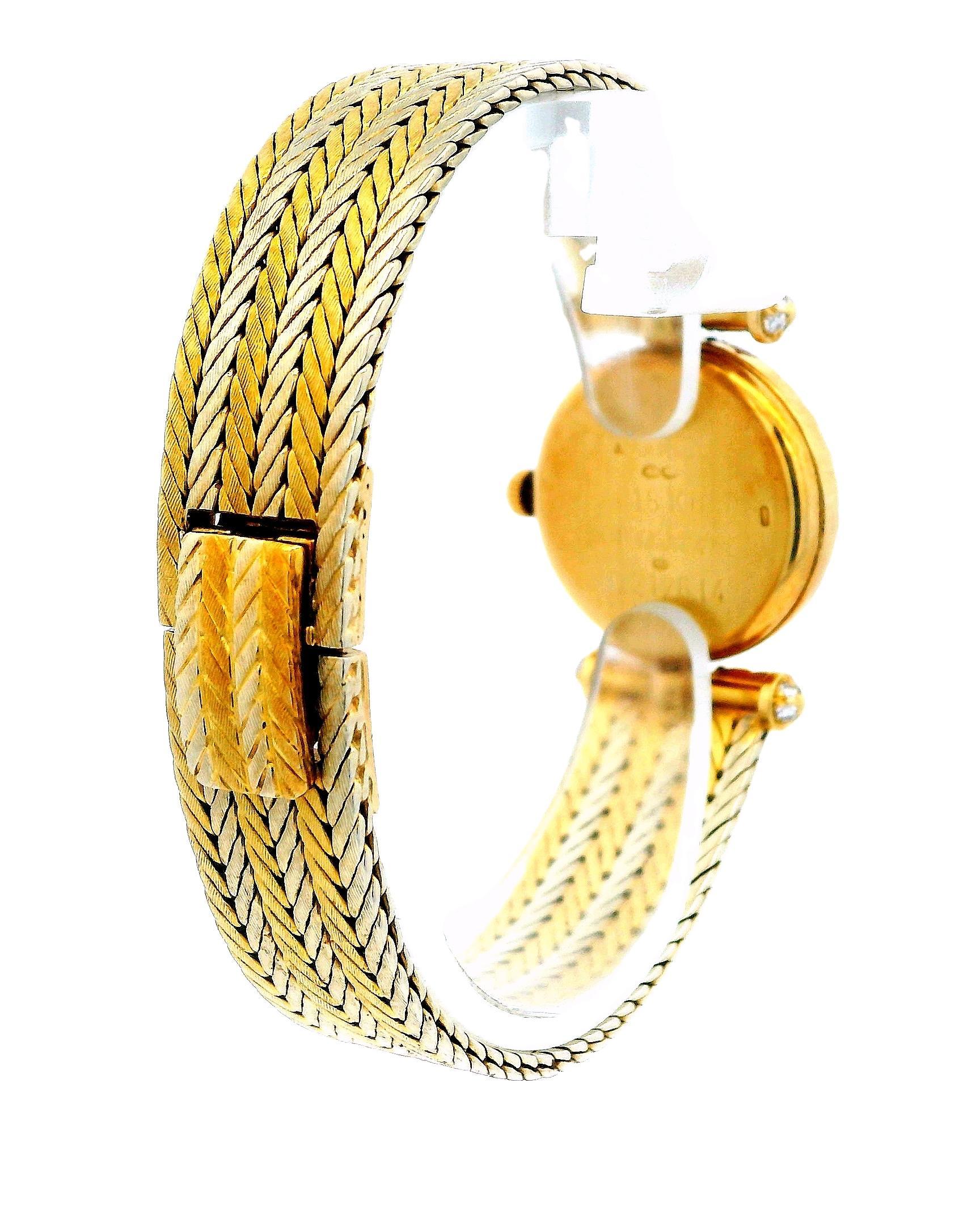 Van Cleef & Arpels Diamond Bezel Chevron Dial & 18K White & Yellow Gold Bracelet In Excellent Condition For Sale In Great Neck Plaza, NY