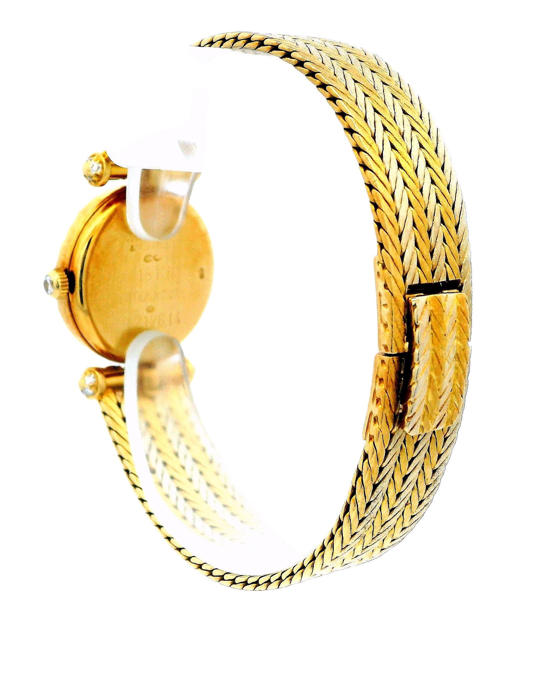 Women's Van Cleef & Arpels Diamond Bezel Chevron Dial & 18K White & Yellow Gold Bracelet For Sale