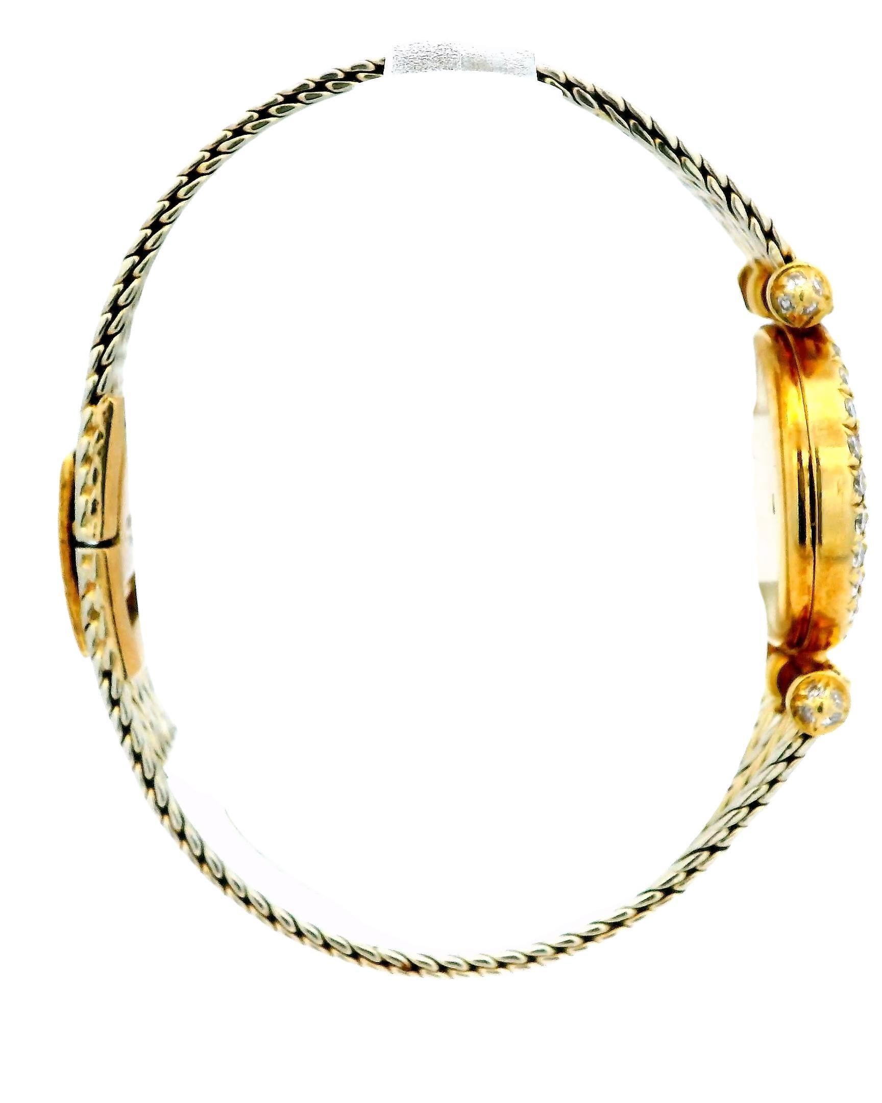 Van Cleef & Arpels Diamond Bezel Chevron Dial & 18K White & Yellow Gold Bracelet For Sale 2