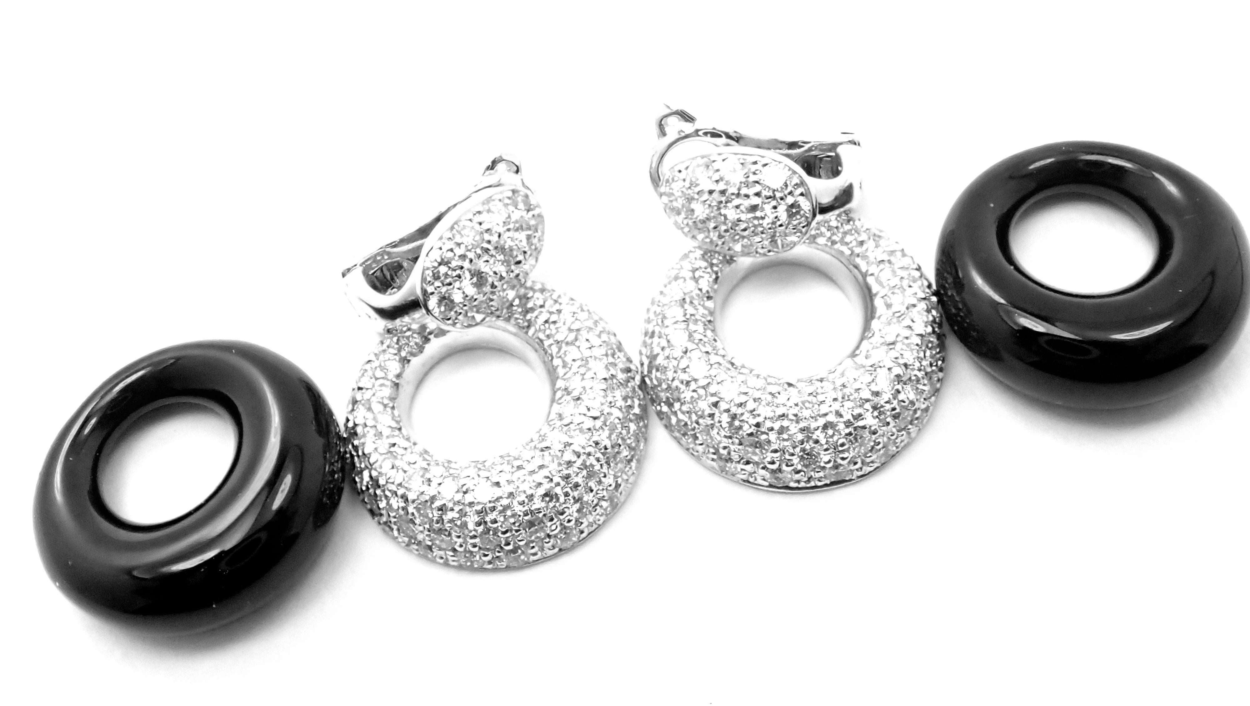Van Cleef & Arpels Diamond Black Onyx Door Knocker White Gold Earrings 2