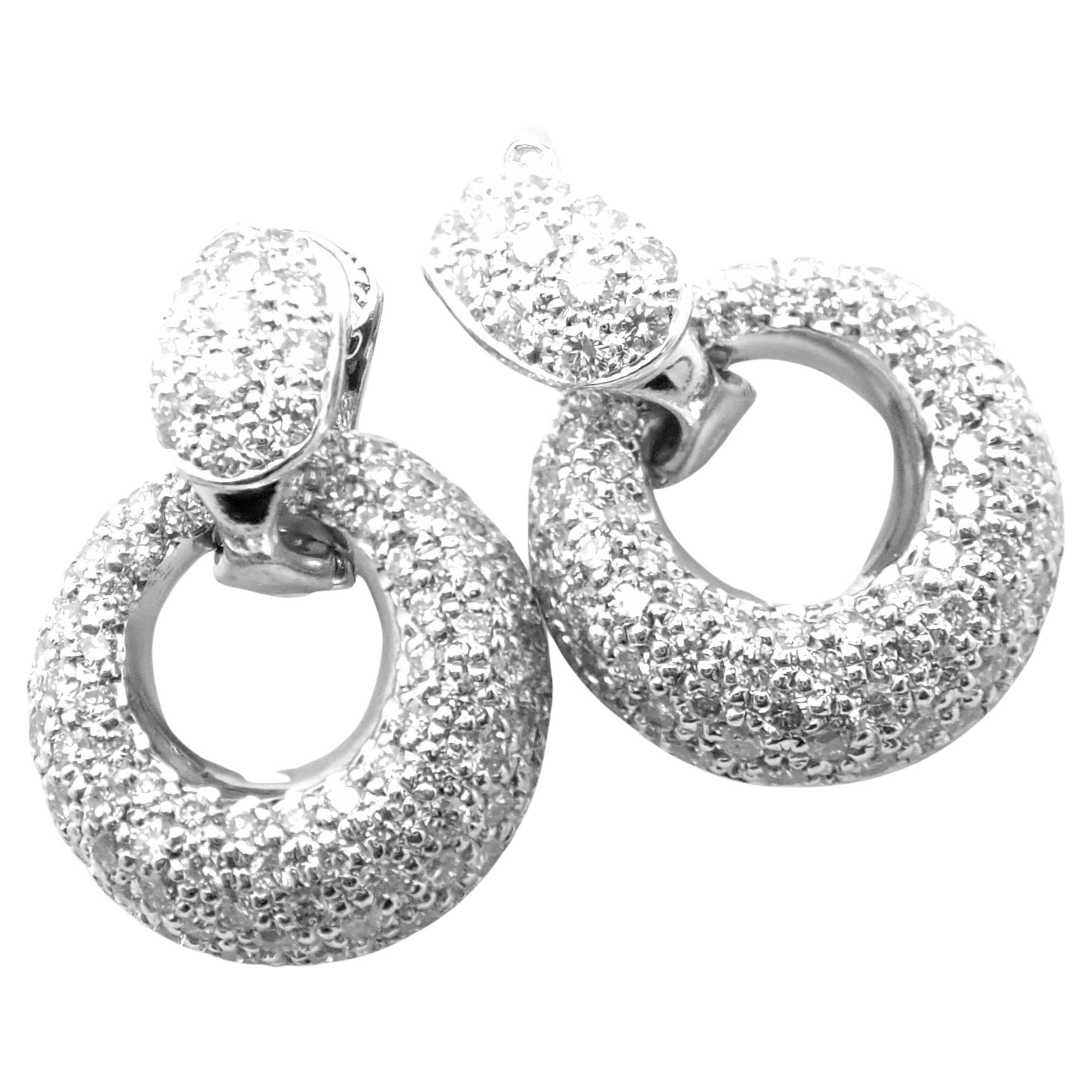 Van Cleef & Arpels Diamond Black Onyx Door Knocker White Gold Earrings For Sale