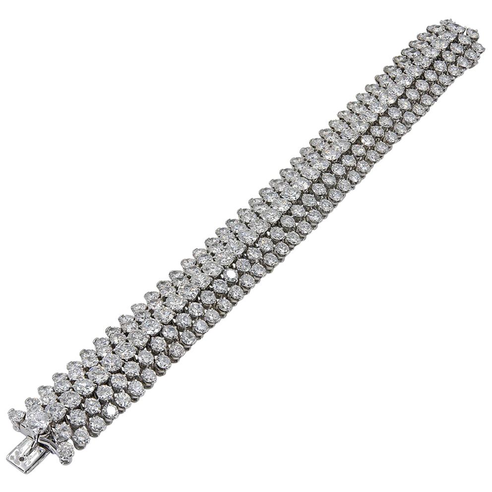 Van Cleef and Arpels ElevenRow Diamond Platinum Bracelet For Sale at