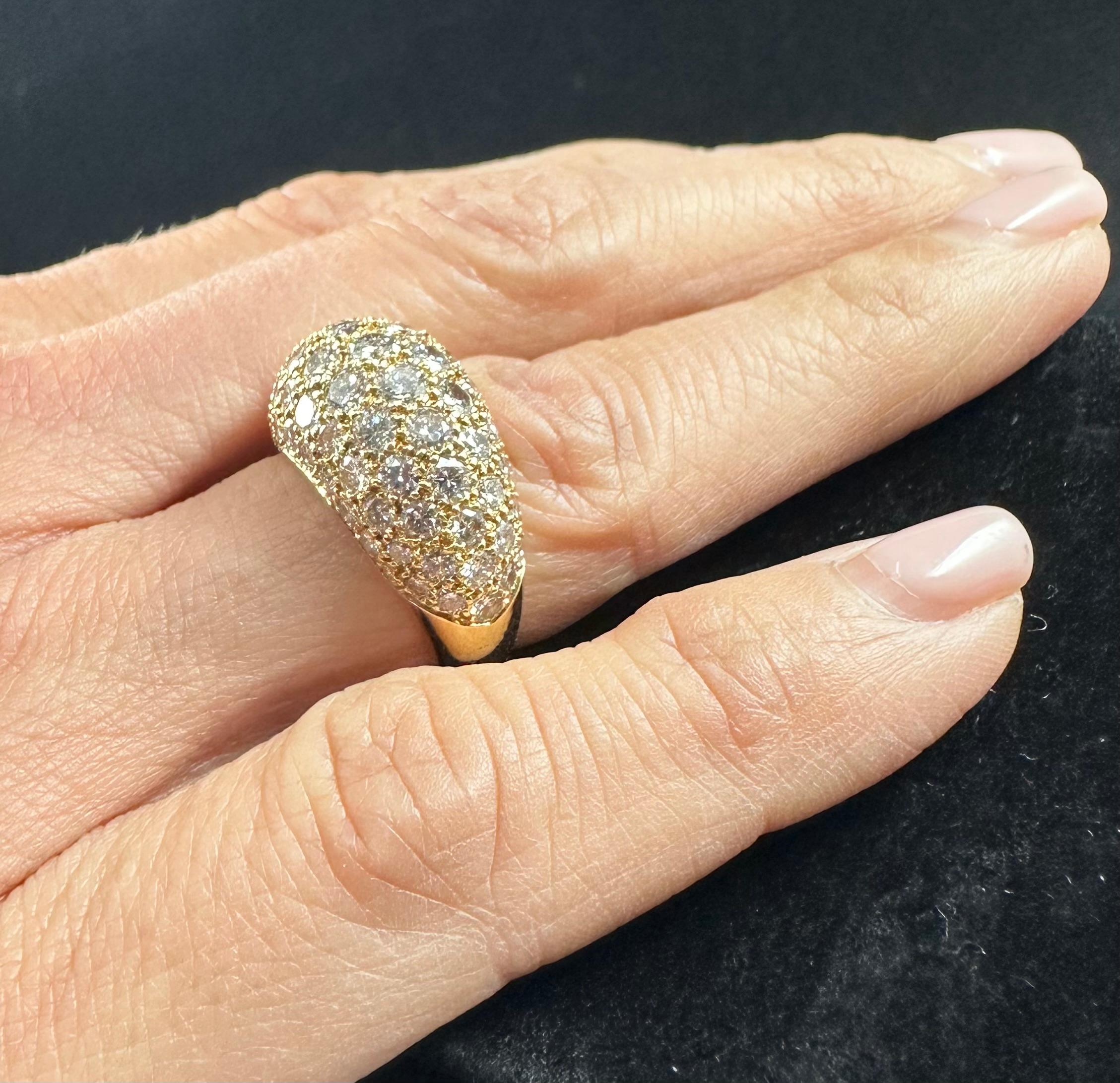 Van Cleef & Arpels  Diamond Bombé Ring 18k Yellow Gold For Sale 2