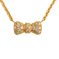 Van Cleef & Arpels Diamond Bow 18K Yellow Gold Pendant Necklace