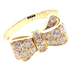 Van Cleef & Arpels Diamond Bow Motif Yellow Gold Band Ring