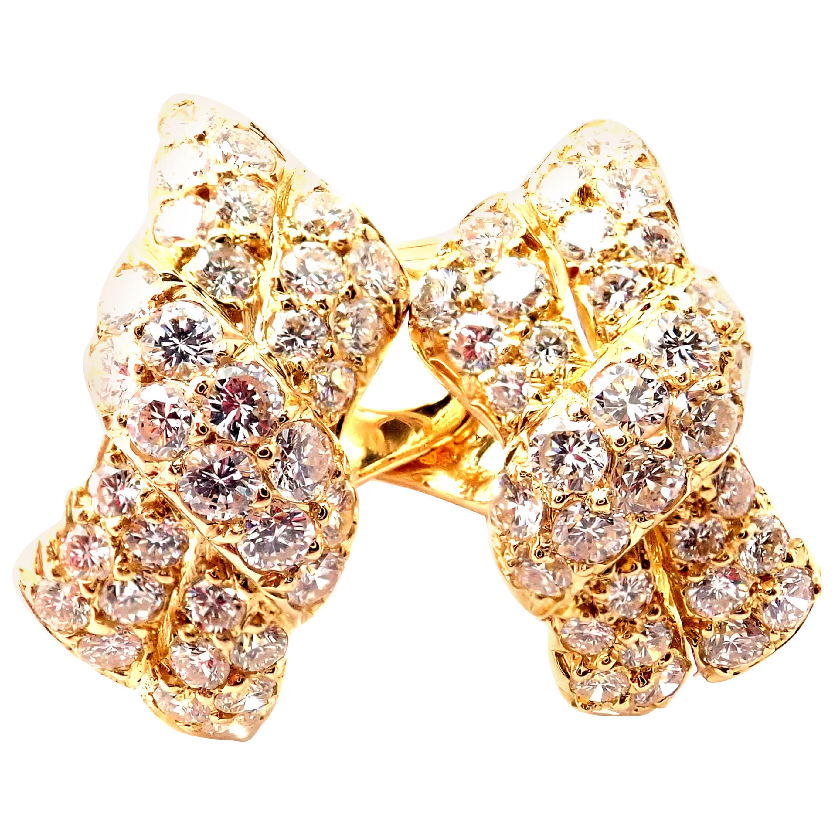 Van Cleef & Arpels Diamond Bow Yellow Gold Earrings For Sale