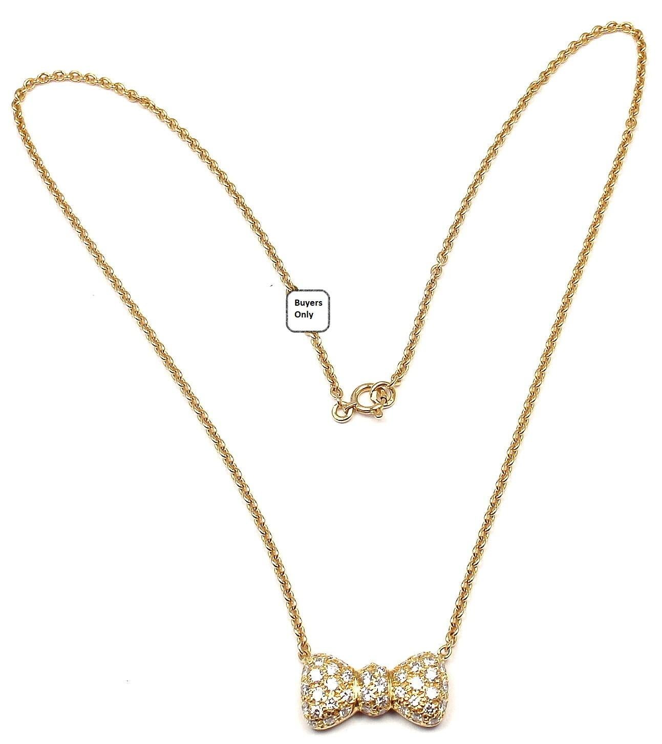 Women's Van Cleef & Arpels Diamond Bow Yellow Gold Pendant Necklace