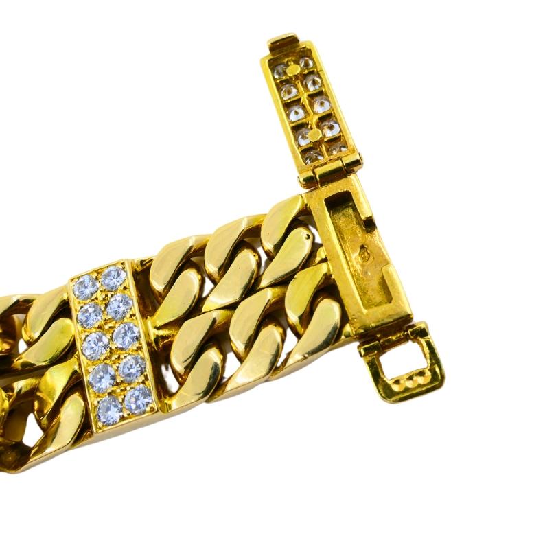 Van Cleef & Arpels Diamond Bracelet Curb Link 18k Gold Vintage Estate Jewelry For Sale 5