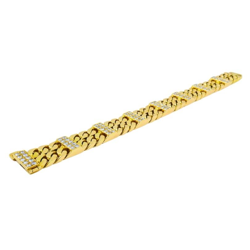 Van Cleef & Arpels Diamond Bracelet Curb Link 18k Gold Vintage Estate Jewelry For Sale 2