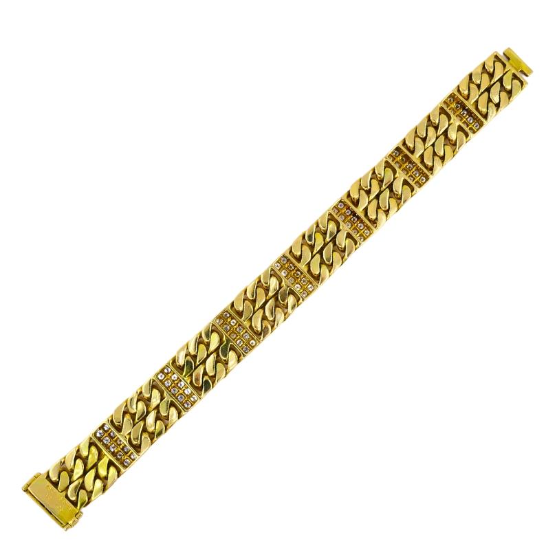 Van Cleef & Arpels Diamond Bracelet Curb Link 18k Gold Vintage Estate Jewelry For Sale 4