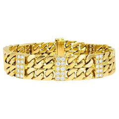 Van Cleef & Arpels Diamond Bracelet Curb Link 18k Gold Vintage Estate Jewelry
