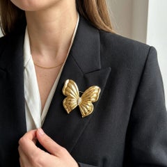 Van Cleef & Arpels Diamond Butterfly Brooch 18K Gold Large Vintage Design