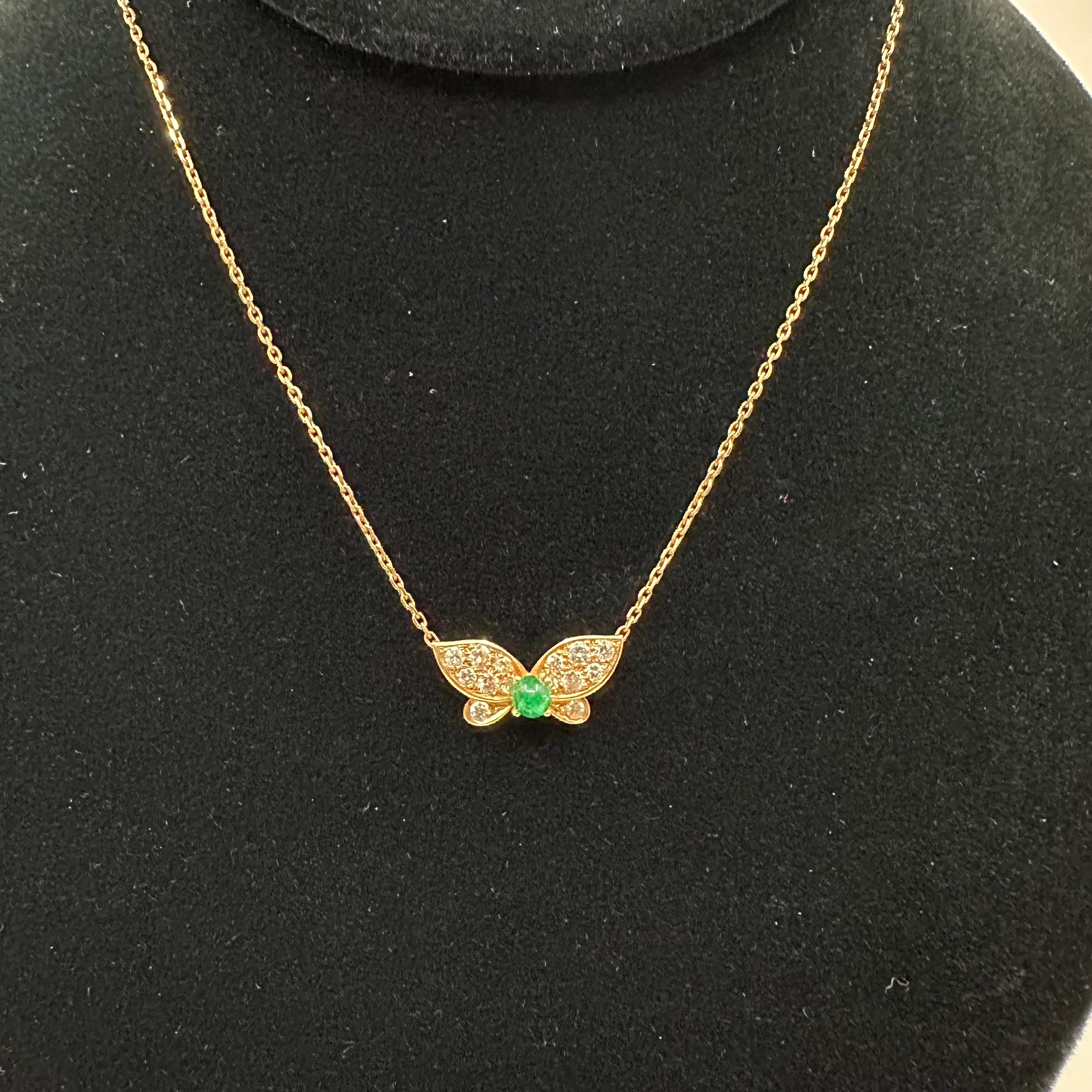 Van Cleef & Arpels Diamond Butterfly Necklace For Sale 1