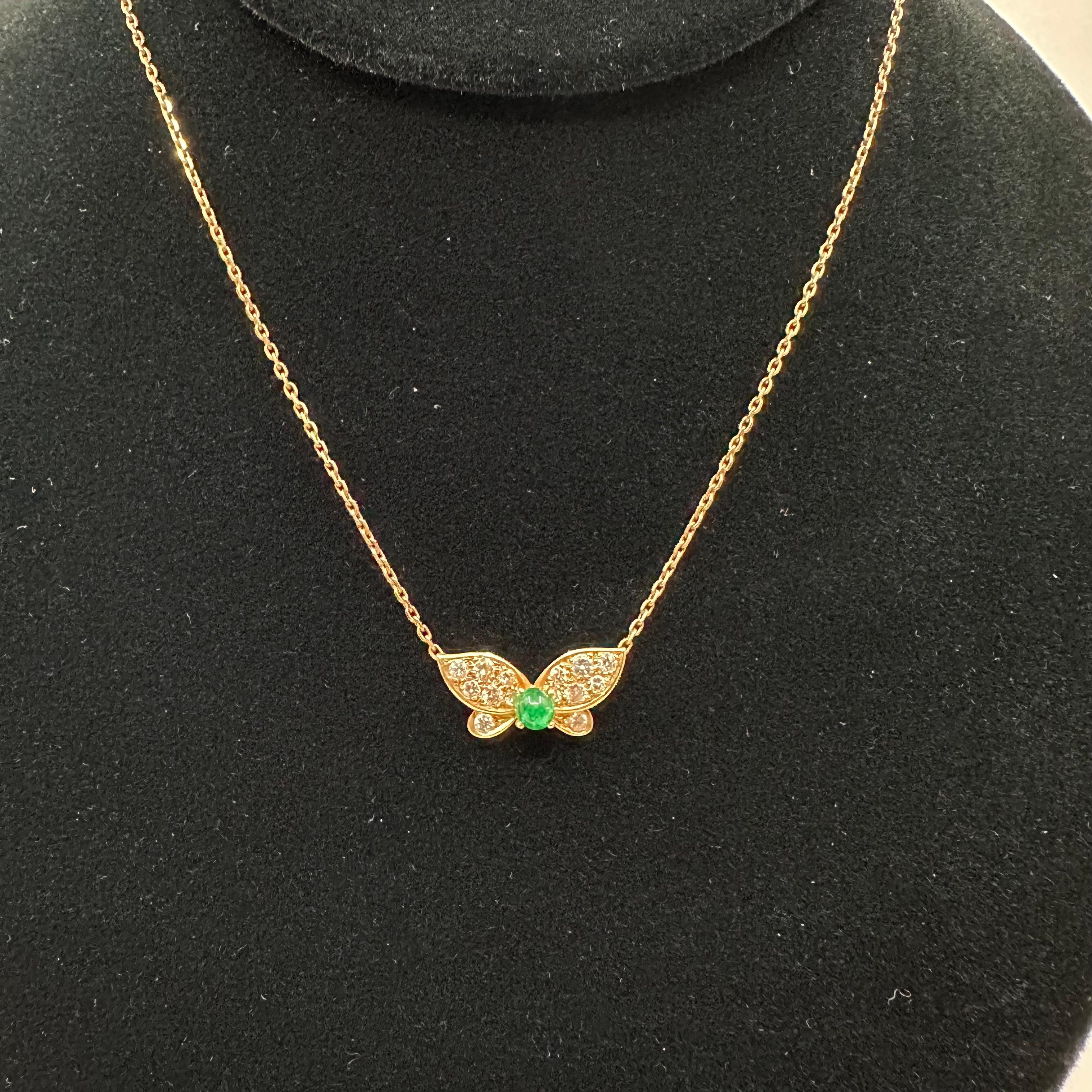 Van Cleef & Arpels Diamond Butterfly Necklace For Sale 3