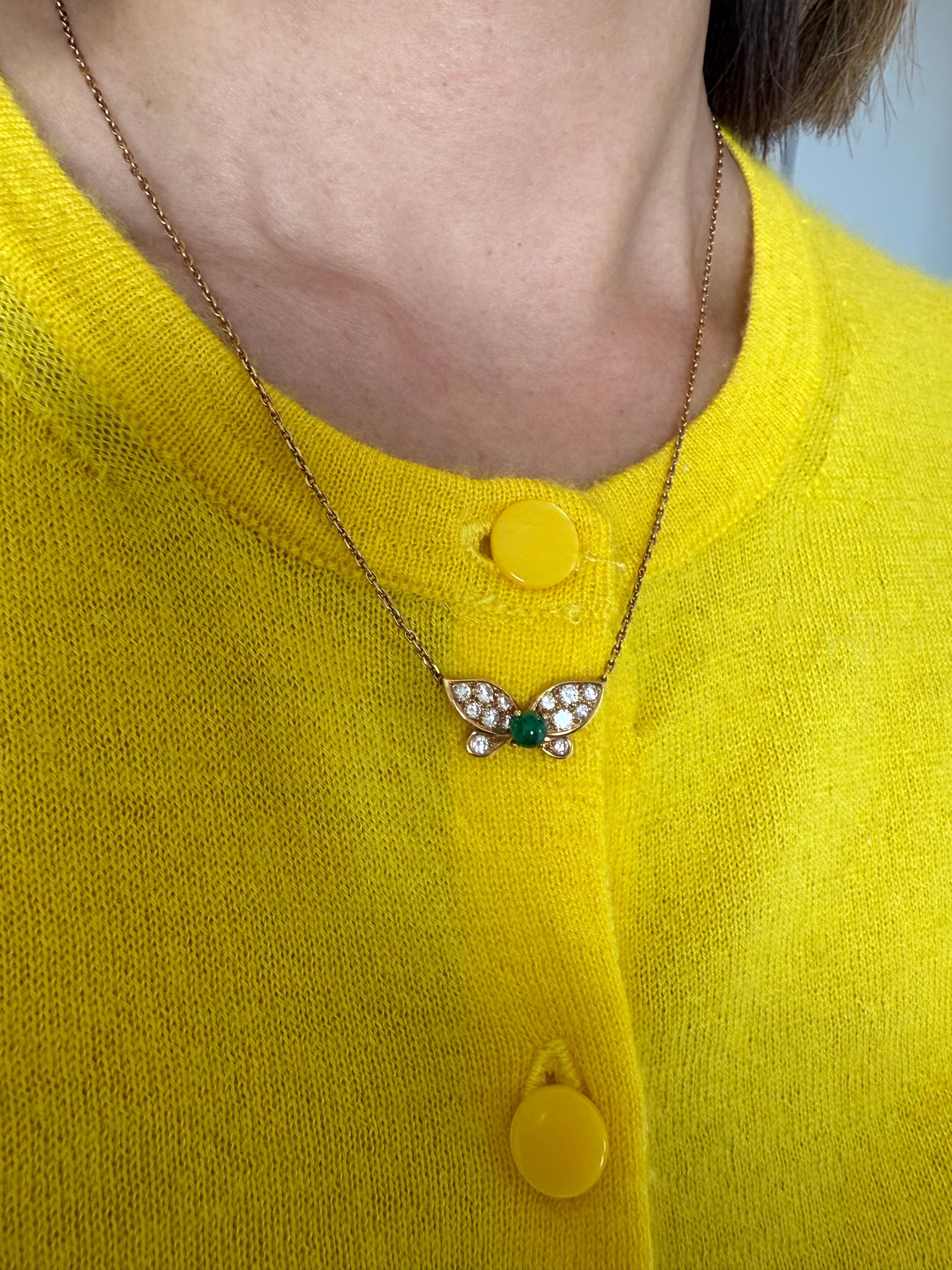 Van Cleef & Arpels Diamond Butterfly Necklace For Sale 2