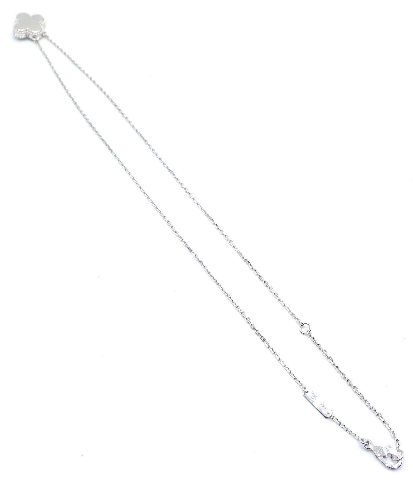 Van Cleef & Arpels Diamond Celadon Sevres Porcelain White Gold Alhambra Necklace For Sale 7