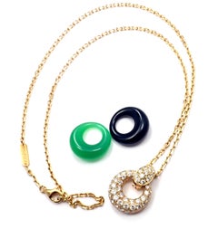 Van Cleef & Arpels Diamond Chalcedony Onyx 2 Extra Pendants Yellow Gold Necklace
