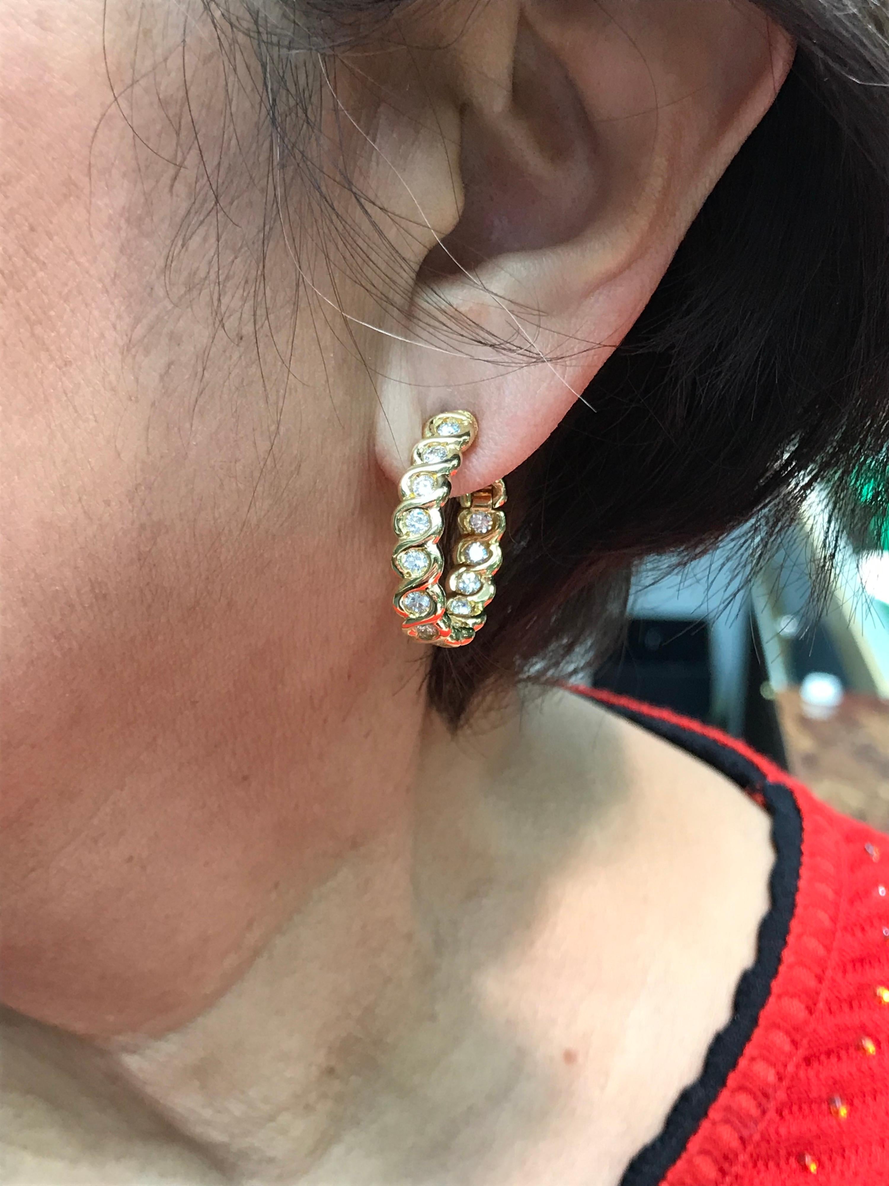 Van Cleef & Arpels Diamond Clip-On Hoop Earring  In Good Condition In Los Angeles, CA