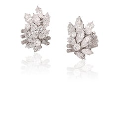 VAN CLEEF & ARPELS Diamond Cluster and Ruby Pendant 'Mystery-Set' Ear Clips