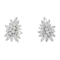 Van Cleef & Arpels Diamond Cluster Platinum Earrings