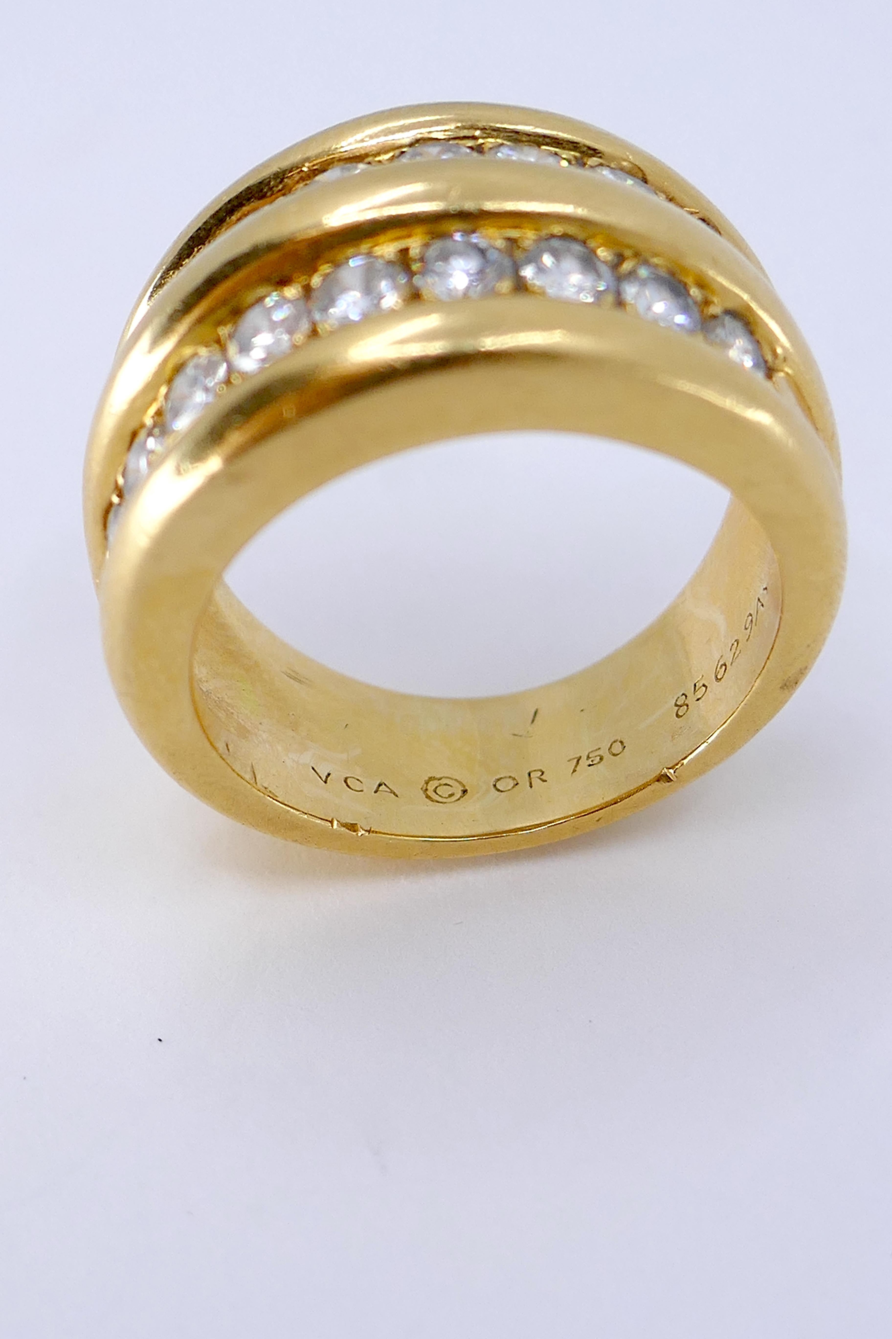 Van Cleef & Arpels Diamond Ring 18k Gold size 6.25 In Good Condition In Beverly Hills, CA