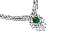 Van Cleef & Arpels Diamond & Colombian Cabochon Emerald Necklace