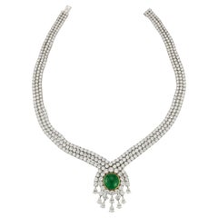 Van Cleef & Arpels Diamant & kolumbianischer Cabochon Smaragd Halskette