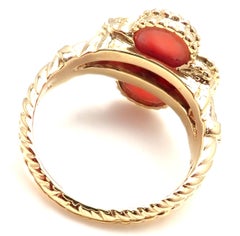 Van Cleef & Arpels Diamond Coral Alhambra Yellow Gold Ring
