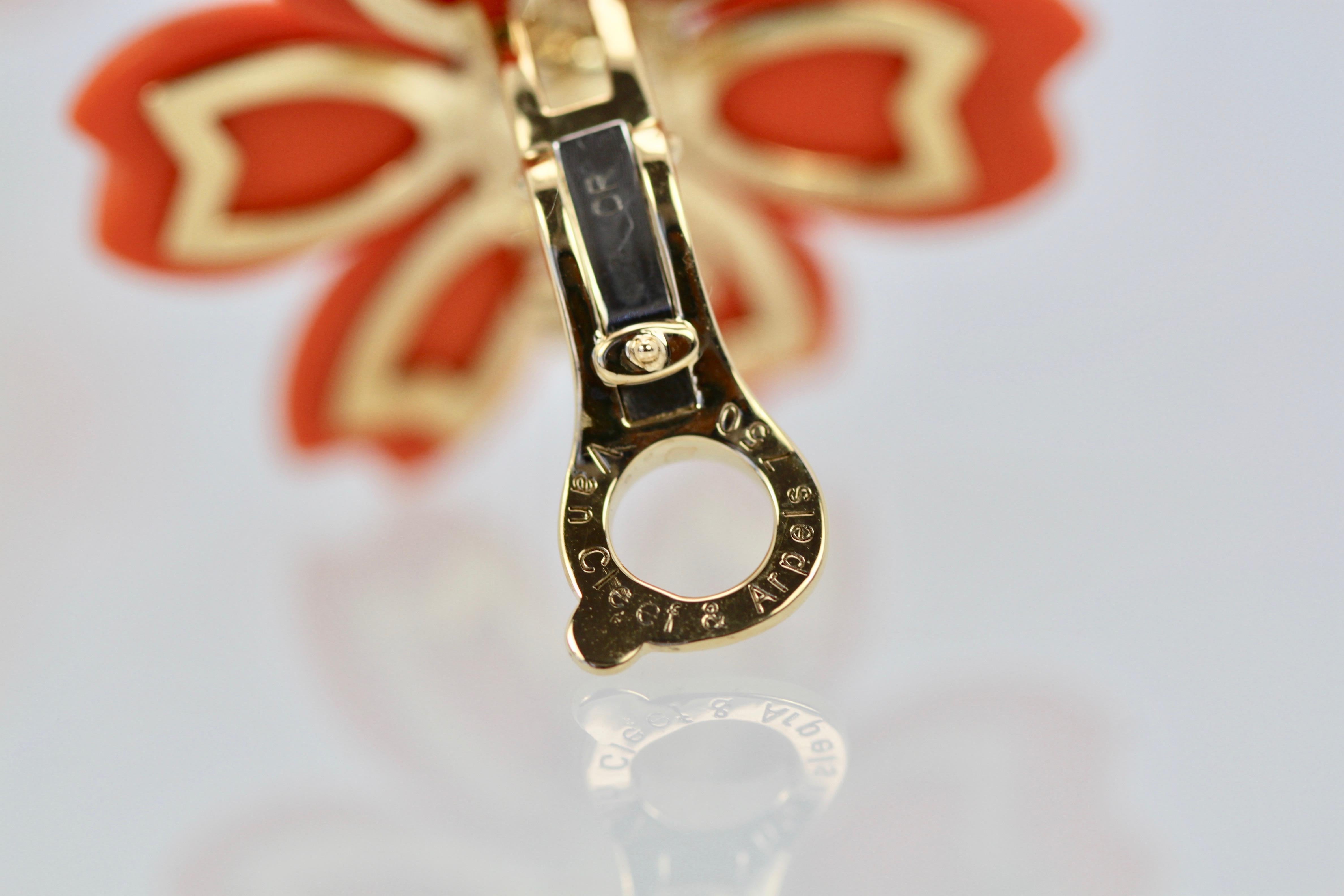 Van Cleef & Arpels Diamond Coral Rose de Noel Earrings 1
