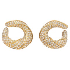 VAN CLEEF & ARPELS Diamond Crescent Hoop Earrings