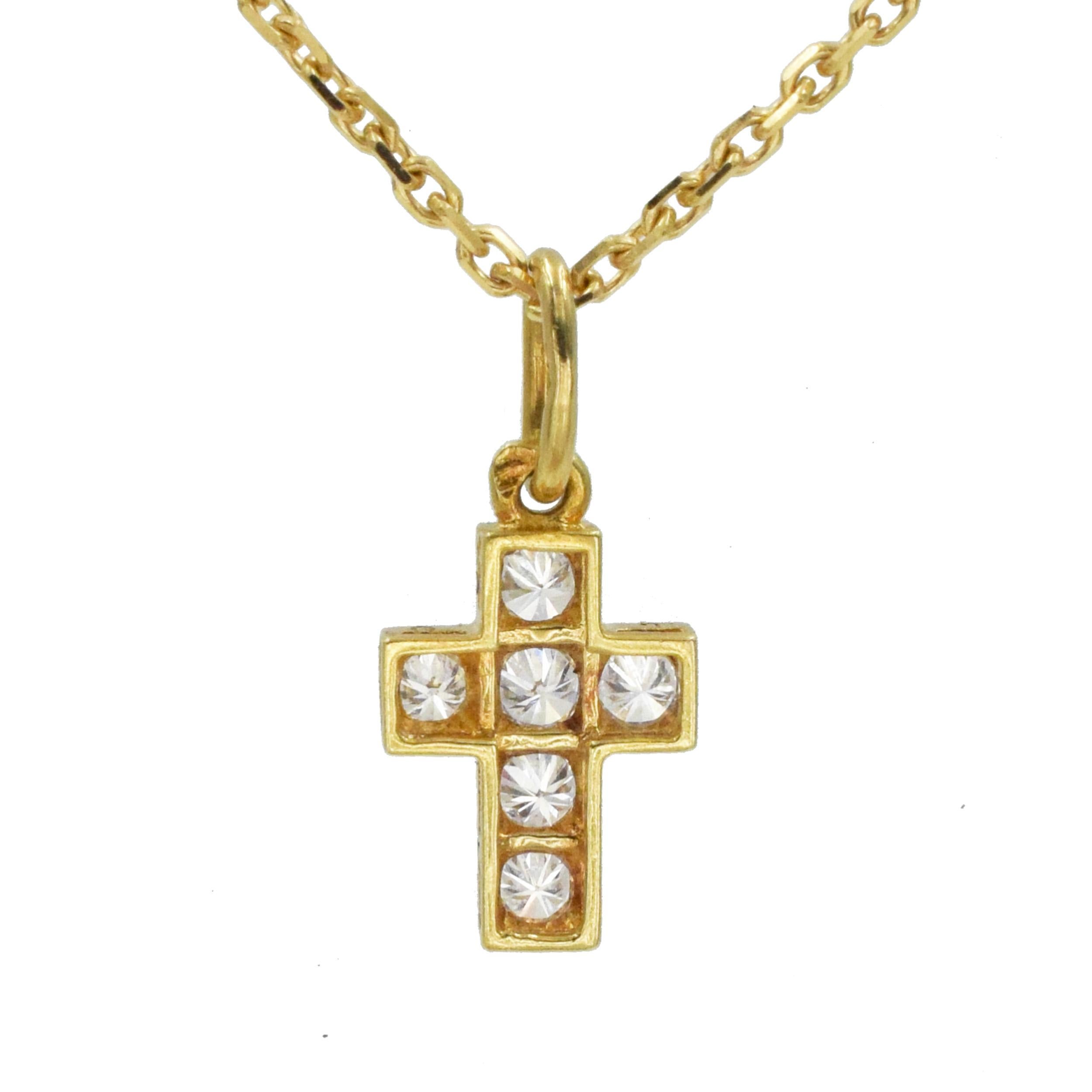 Artist Van Cleef & Arpels Diamond Cross Pendant/ Necklace in 18k Yellow Gold
