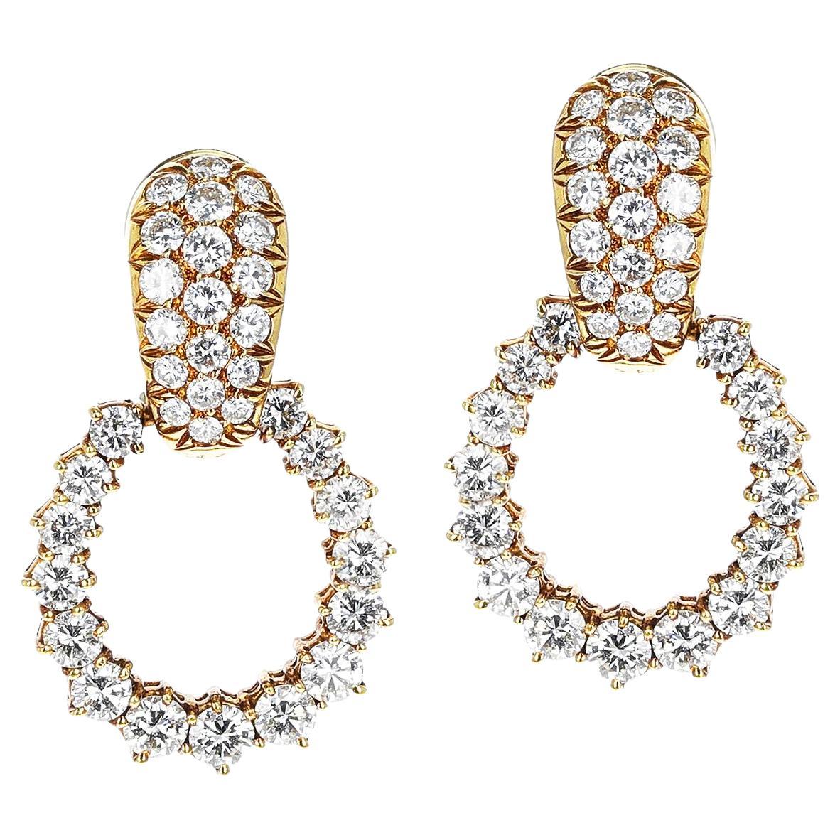 Van Cleef & Arpels Diamond Dangling Hoop Earrings, 18k
