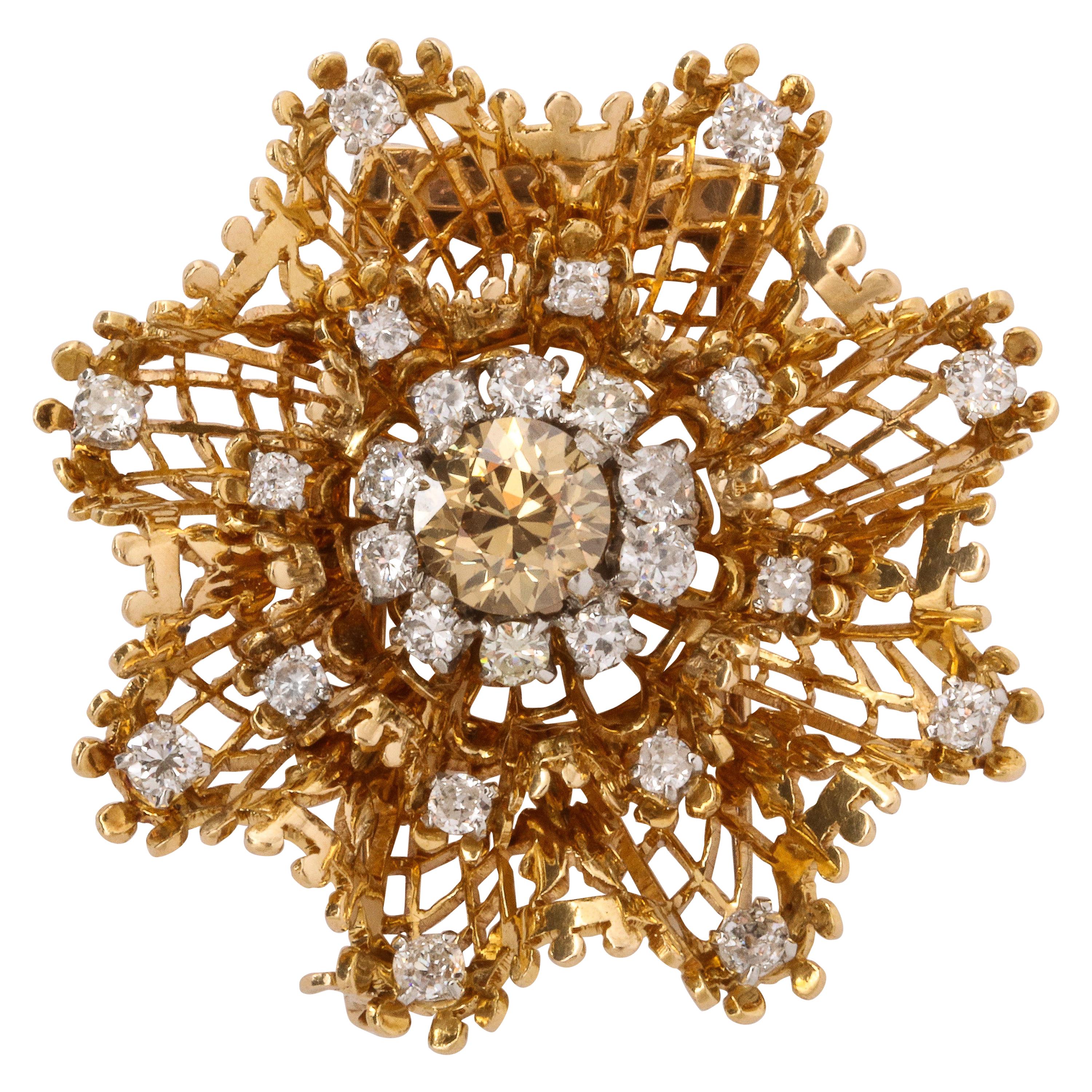 Van Cleef & Arpels Diamond Dentelle Flower Brooch