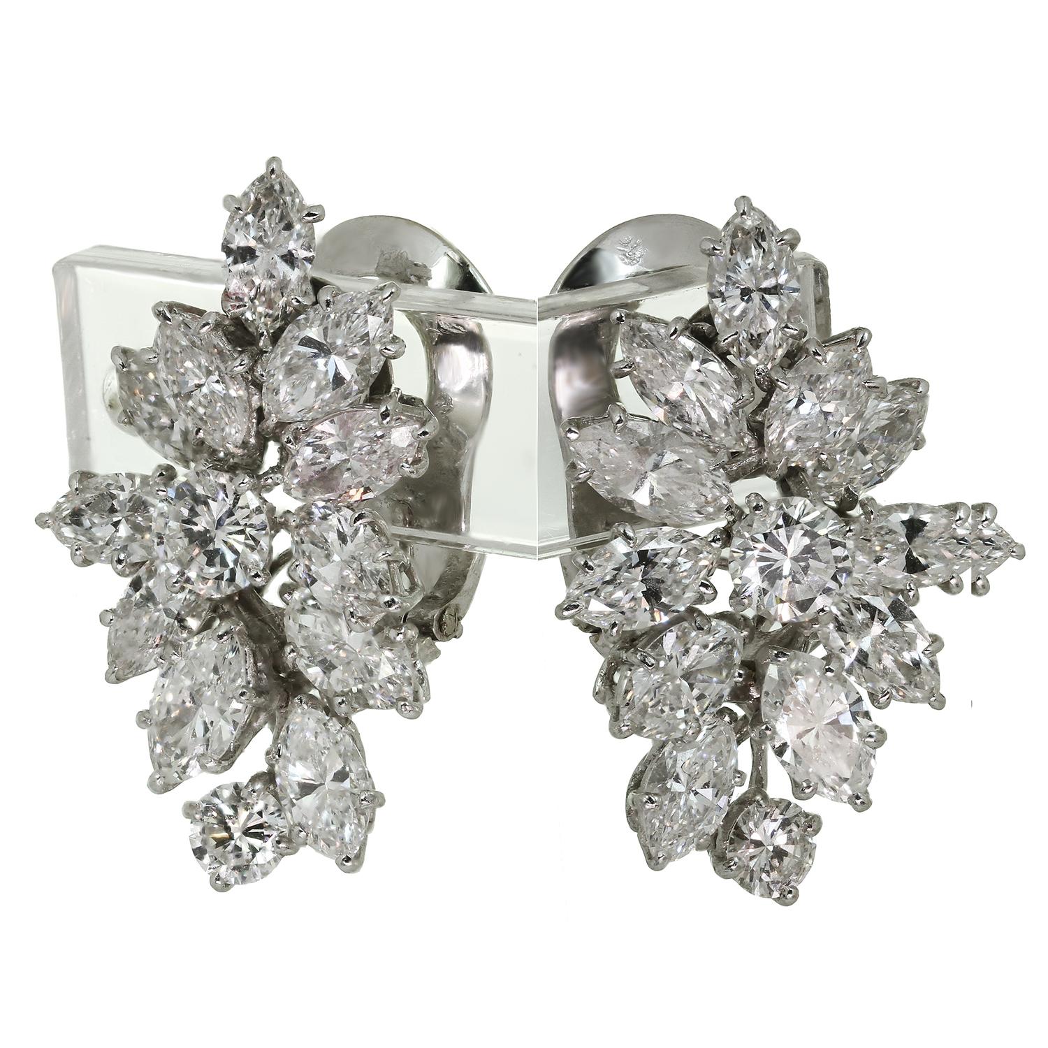 Marquise Cut Van Cleef & Arpels Diamond Detachable Cultured Pearl Drop Clip-On Earrings For Sale