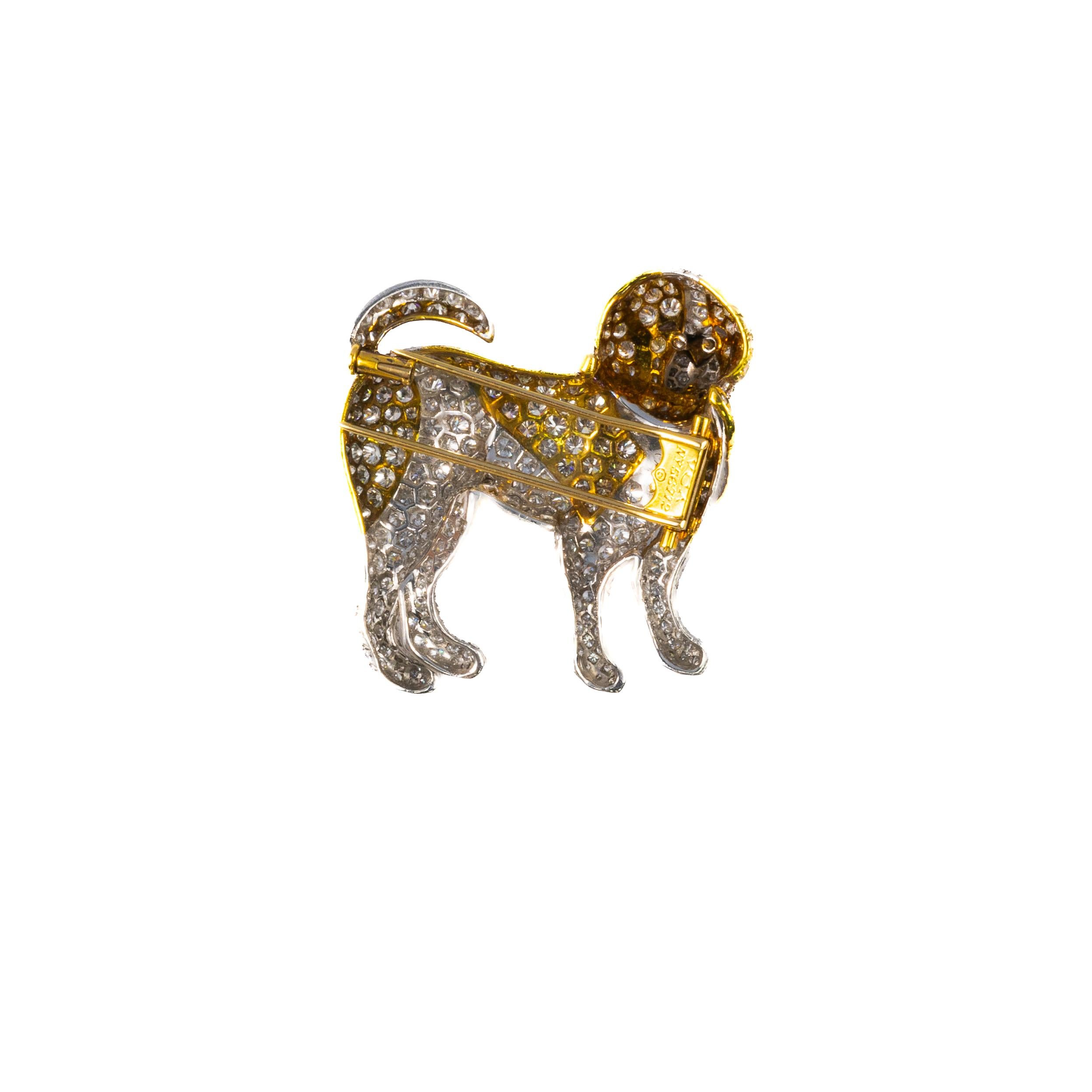 Brilliant Cut Van Cleef & Arpels Diamond Dog Brooch For Sale