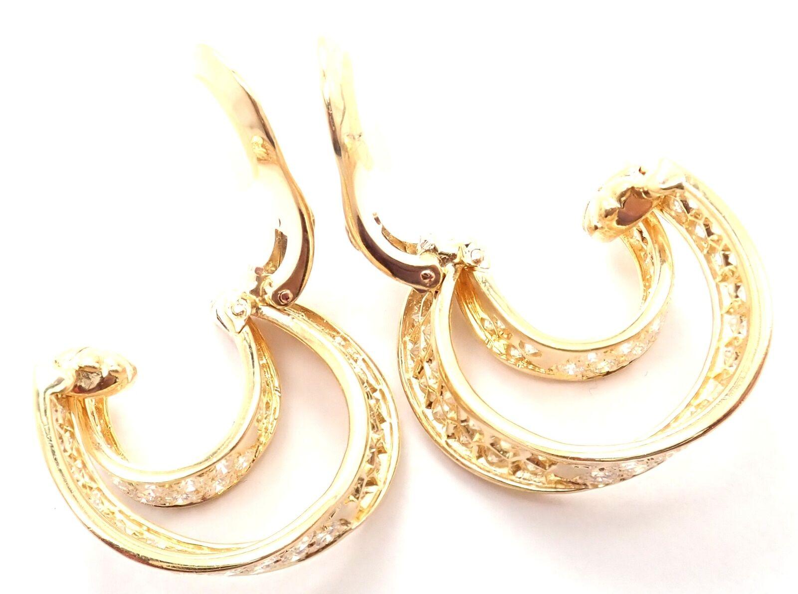 Van Cleef & Arpels Diamond Double Hoop Yellow Gold Earrings 2