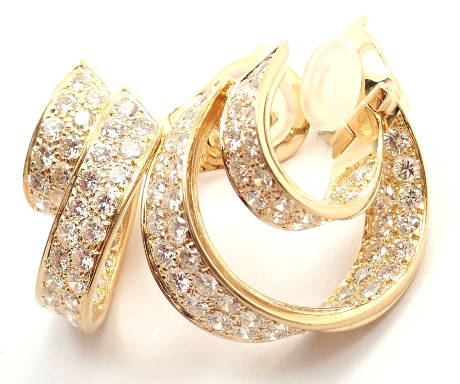 Van Cleef & Arpels Diamond Double Hoop Yellow Gold Earrings 1
